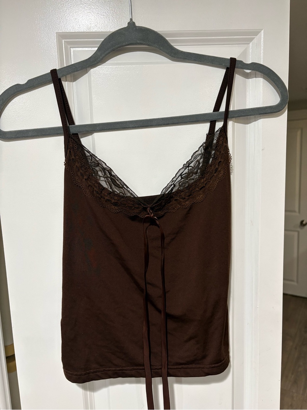 Women’s Brown Lace-Trim Camisole Tank Top